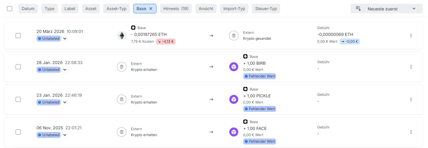 Blockpit Token-Klassifizierung: Contract-Adresse als Verifizierung